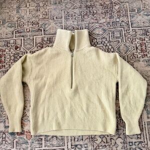 Everlane Wool Cream Half-Zip Turtleneck Sweater